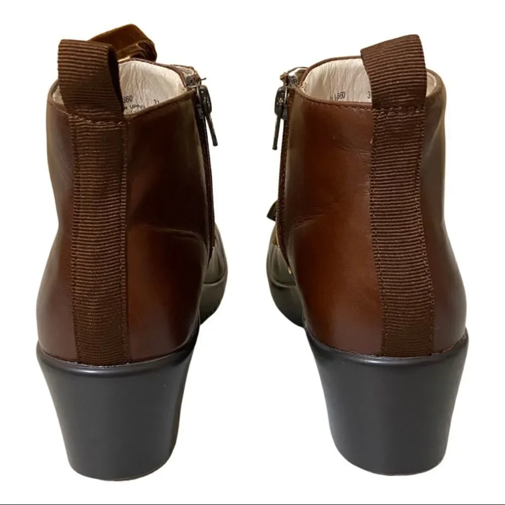 🥾 Alegria By PG Lite Eliza Dark Academia Leather Chestnut Luster Chunky Boots - Picture 3 of 13